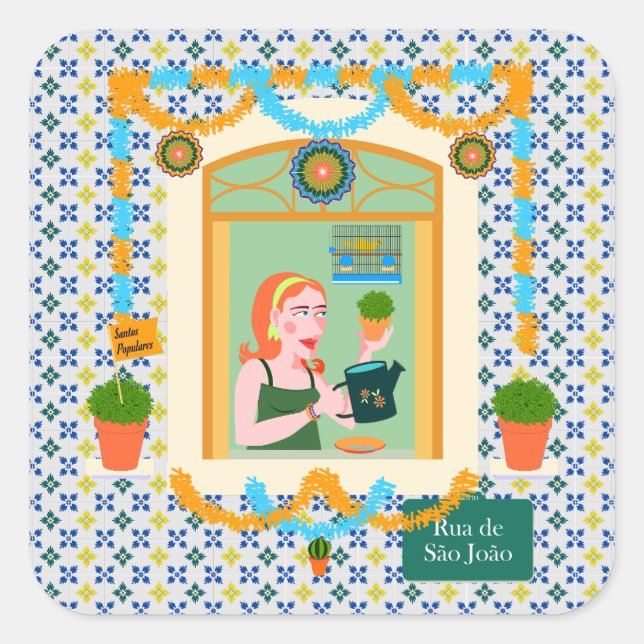 Saint John Portuguese Festa Neighbour Square Sticker (Front)