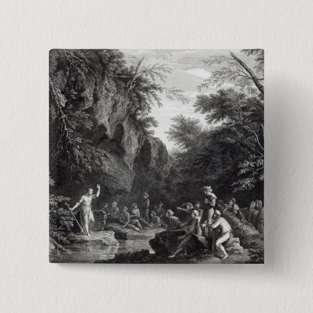 Saint John preaching in the Wilderness 2 Inch Square Button (Front)