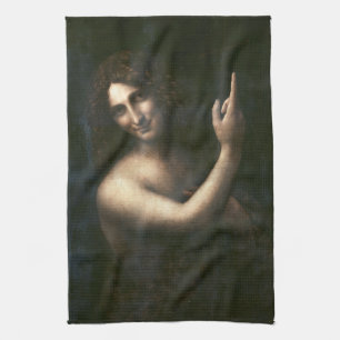 Saint John the Baptist, Leonardo da Vinci Kitchen Towel