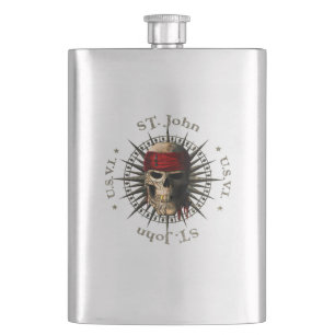 Saint John USVI Pirate Skull Hip Flask