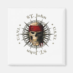 Saint John USVI Pirate Skull Magnet