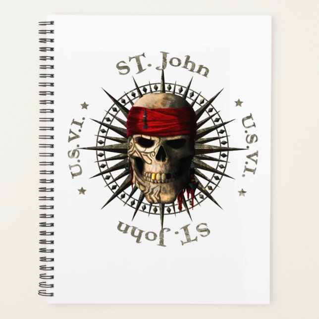 Saint John USVI Pirate Skull Planner (Front)