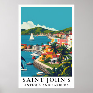 Saint John's Antigua and Barbuda Vintage Travel Poster