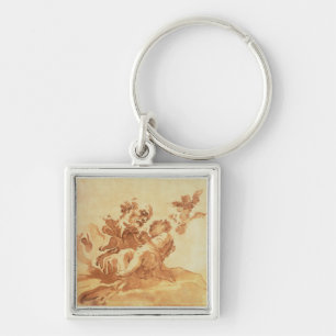 Saint Joseph adoring the Christ Child (pen, ink, b Keychain
