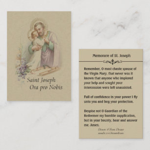 Saint Joseph Child Jesus  Memorare Holy Card