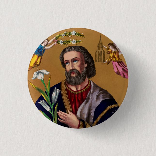 Saint Joseph Guardian of the Holy Family 1 Inch Round Button (Front)