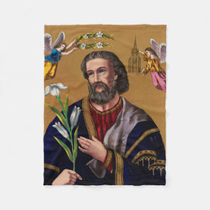 Saint Joseph Guardian of the Holy Family Fleece Blanket