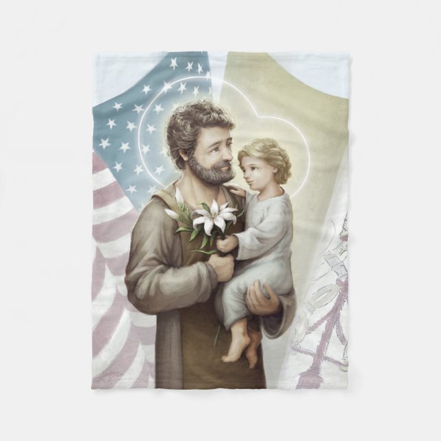 Saint Joseph the Protector Fleece Blanket (Front)