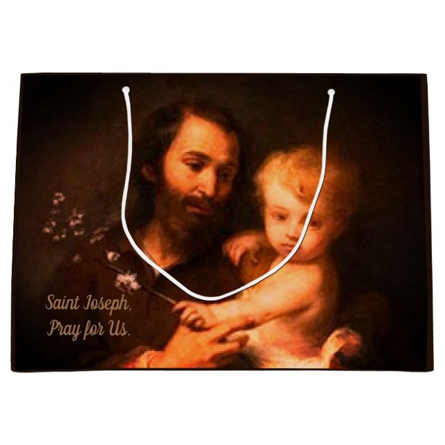Saint Joseph with Christ Child Large Gift Bag (Front)