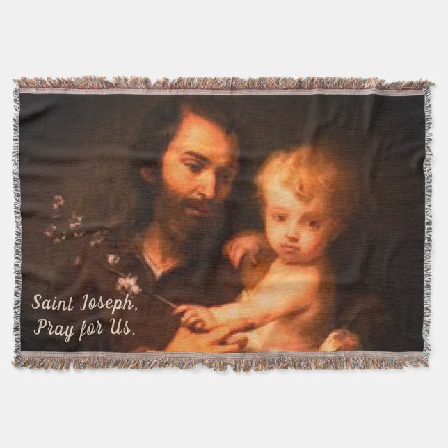 Saint Joseph with Christ Child Throw Blanket (Front)