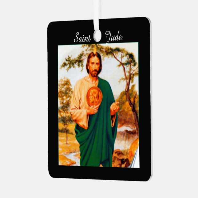 Saint Jude image and prayer Metal Ornament (Front Left)
