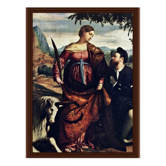 Saint Justina With The Unicorn, Postcard