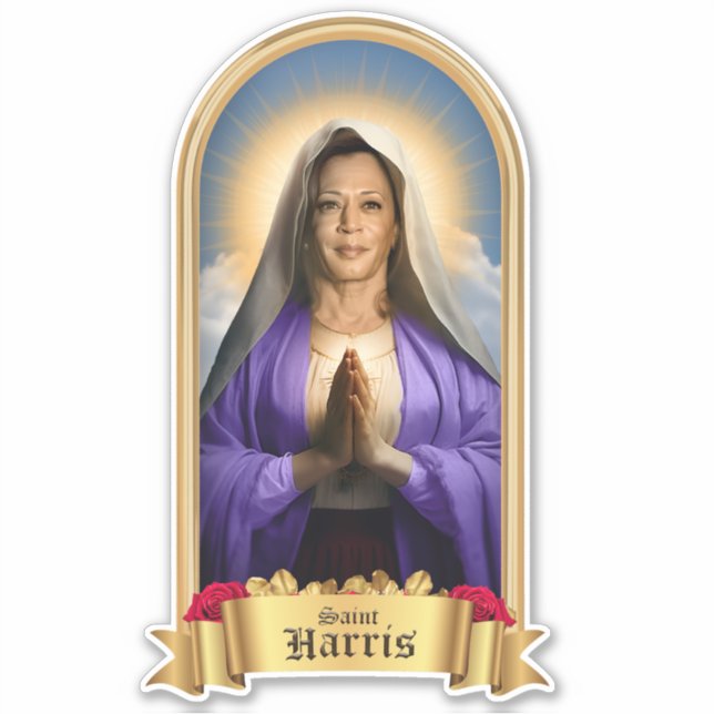 Saint Kamala Harris Prayer Candle Sticker (Front)
