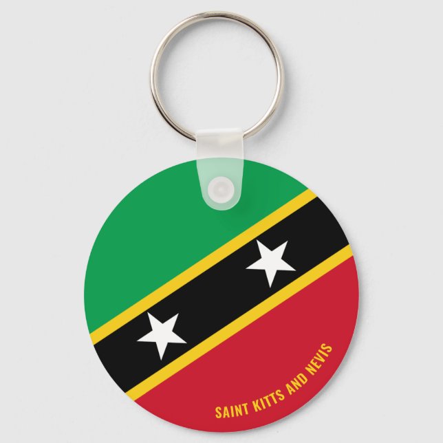 Saint Kitts and Nevis Flag Charming Patriotic Keychain (Front)