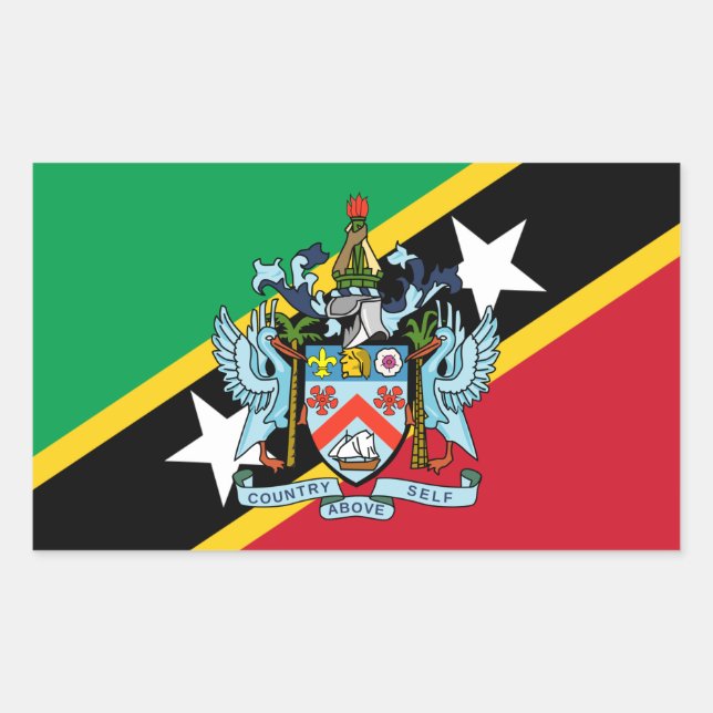 Saint Kitts and Nevis Flag & Coat of Arms Sticker (Front)