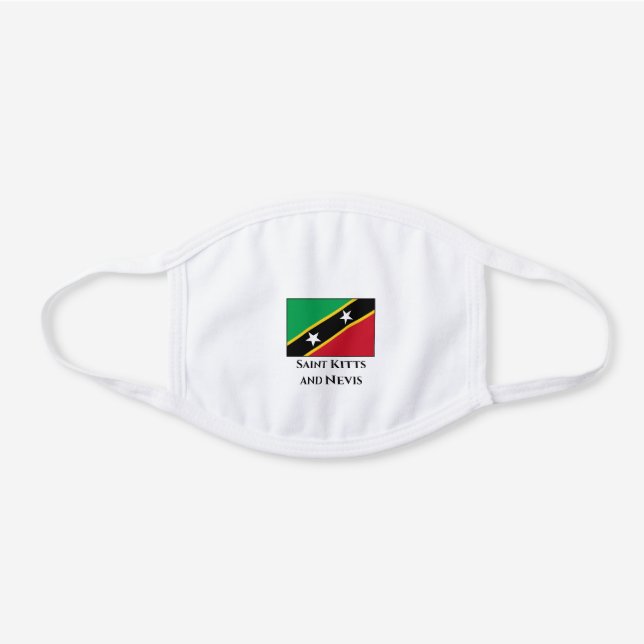 Saint Kitts and Nevis Flag White Cotton Face Mask (Front)