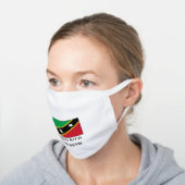 Saint Kitts and Nevis Flag White Cotton Face Mask (Angled)