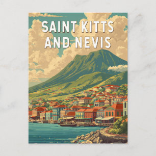 Saint Kitts and Nevis Illustration Travel Art Postcard