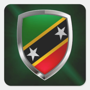Saint Kitts and Nevis Metallic Emblem Square Sticker