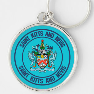 Saint Kitts and Nevis Round Emblem Keychain