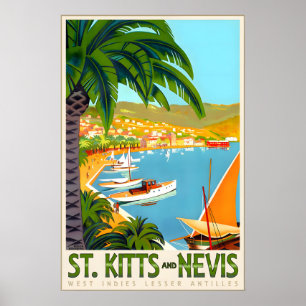 Saint Kitts and Nevis West Indies Caribbean Travel Poster