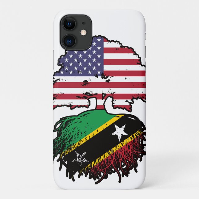 Saint Kitts Kittitian American USA Tree Roots Flag Case-Mate iPhone Case (Back)