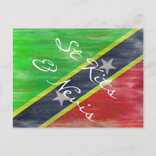 Saint Kitts & Nevis distressed flag Postcard
