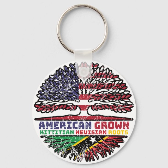 Saint Kitts Nevis Kittitian Nevisian American USA Keychain (Front)