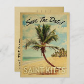 Saint Kitts Save The Date Vintage Beach Palm Tree Announcement Postcard (Front/Back)