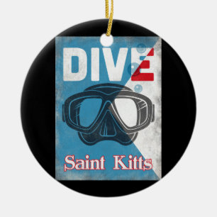 Saint Kitts Vintage Scuba Diving Mask Ceramic Ornament
