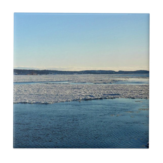 Saint Lawrence River in Winter, Quebec, Canada Tile (Front)