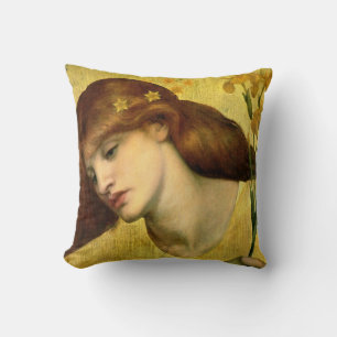 Saint Lily [Sancta Lilias] (by Gabriel Rossetti) Throw Pillow