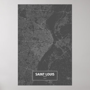 Saint Louis, Missouri (white on black) Poster