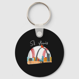 Saint Louis Red Cardinal New Skyline Ball Design T Keychain