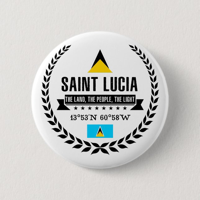 Saint Lucia 2 Inch Round Button (Front)