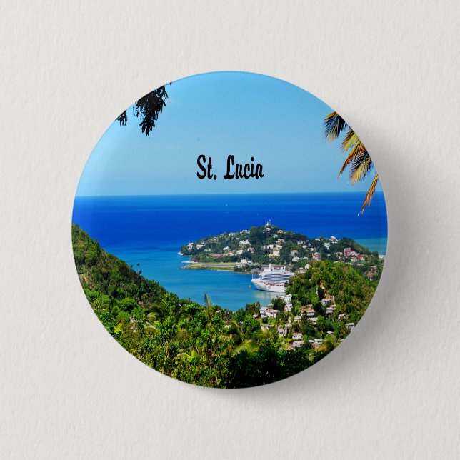 Saint Lucia 2 Inch Round Button (Front)