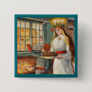 Saint Lucia and Child Deliver Saffron Bun 2 Inch Square Button