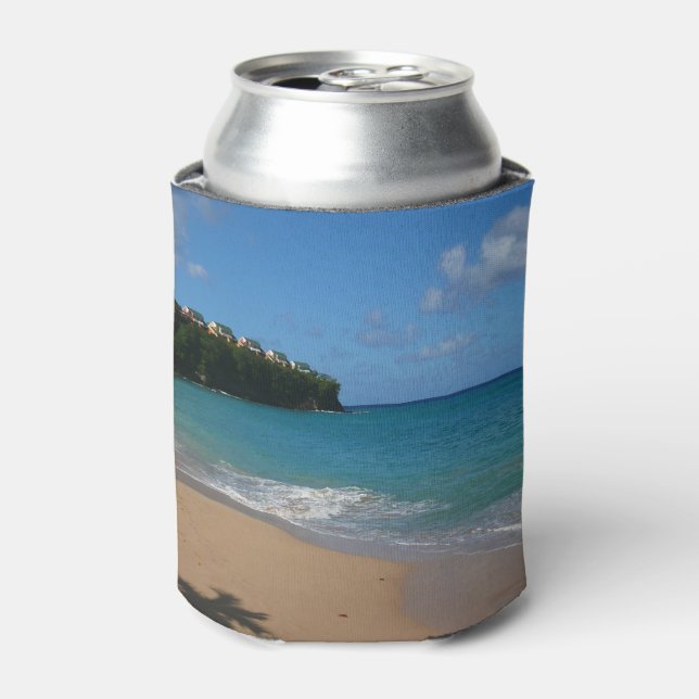 Saint Lucia Beach Tropical Vacation Landscape Can Cooler (Can Front)