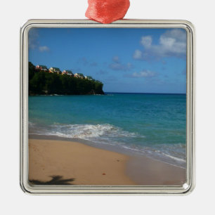 Saint Lucia Beach Tropical Vacation Landscape Metal Ornament