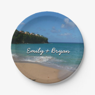 Saint Lucia Beach Tropical Vacation Landscape Paper Plate