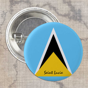 Saint Lucia button, patriotic Saint Lucia Flag 1 Inch Round Button