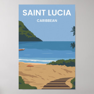 Saint Lucia Caribbean Travel Place Illustration Poster