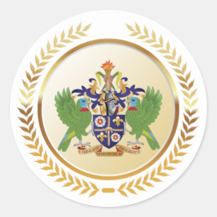 Saint Lucia Coat Of Arms Classic Round Sticker