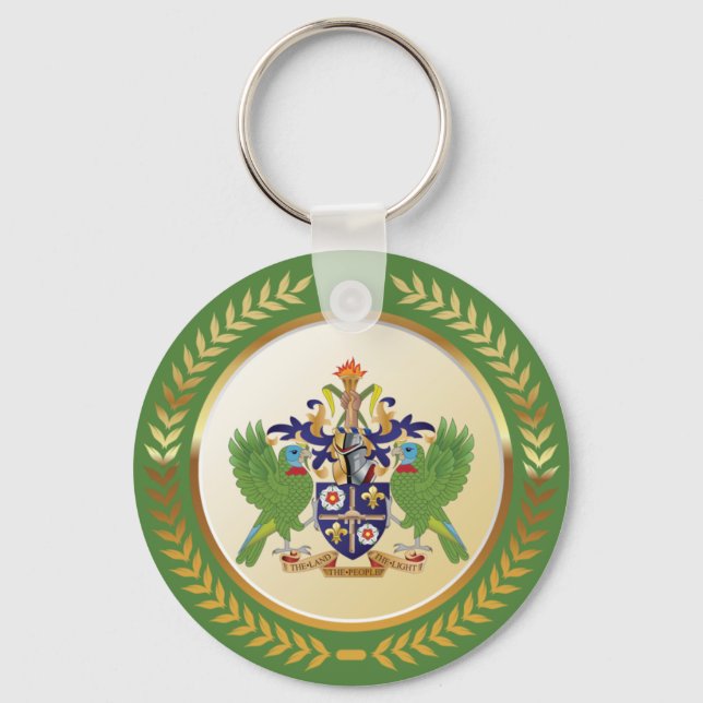 Saint Lucia Coat Of Arms Keychain (Front)