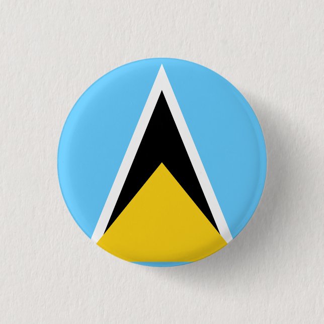 Saint Lucia Flag 1 Inch Round Button (Front)