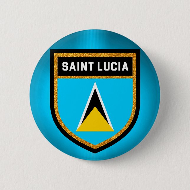 Saint Lucia Flag 2 Inch Round Button (Front)