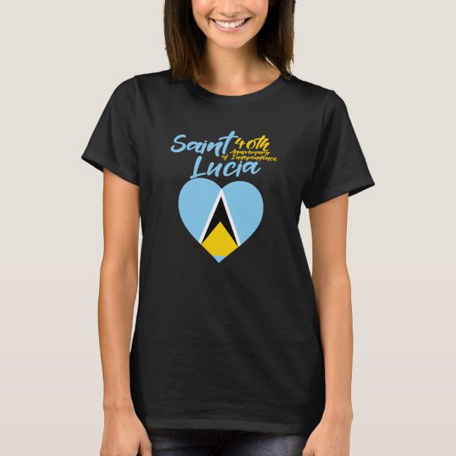 Saint Lucia Flag 40th Independence Day T-Shirt (Front)