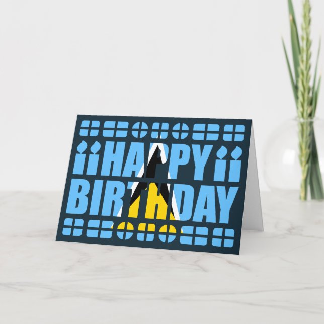 Saint Lucia Flag Birthday Card (Front)