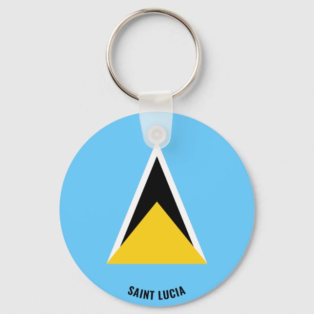 Saint Lucia Flag Charming Patriotic Keychain (Front)