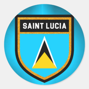 Saint Lucia Flag Classic Round Sticker